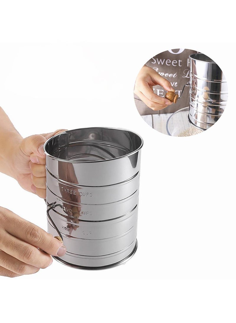 Sweet seven منخل دقيق فعال للخبز | يدوي دوار بشبكة دقيقة | هيكل من الفولاذ المقاوم للصدأ | تنقية سريعة للكعك والتوابل | محرك حلقي للقوام - Image 4