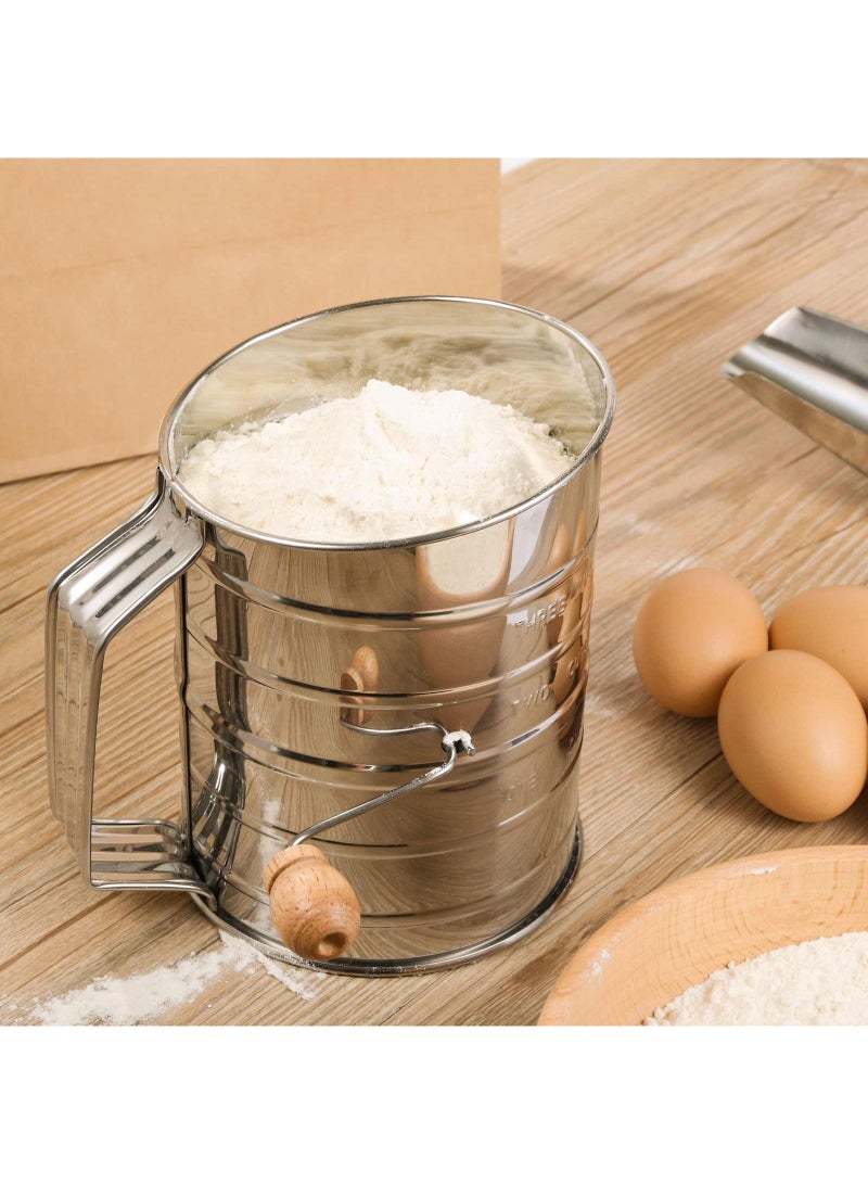 Sweet seven منخل دقيق فعال للخبز | يدوي دوار بشبكة دقيقة | هيكل من الفولاذ المقاوم للصدأ | تنقية سريعة للكعك والتوابل | محرك حلقي للقوام - Image 2