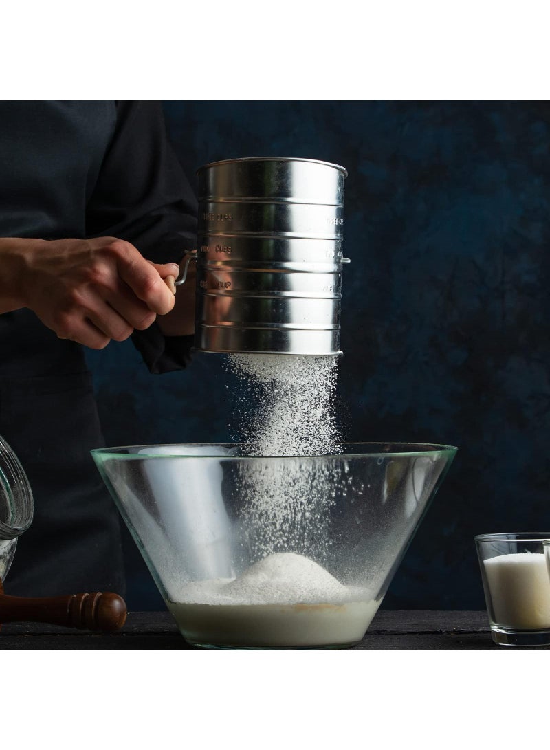 Sweet seven منخل دقيق فعال للخبز | يدوي دوار بشبكة دقيقة | هيكل من الفولاذ المقاوم للصدأ | تنقية سريعة للكعك والتوابل | محرك حلقي للقوام - Image 3