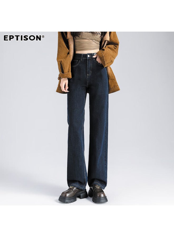 EPTISON Yipin Tiancheng High Waist Retro Straight-leg Jeans Women's Spring/summer Ladies' Versatile Solid Color Wide Leg Pants Simple Long Pants Women - Image 2