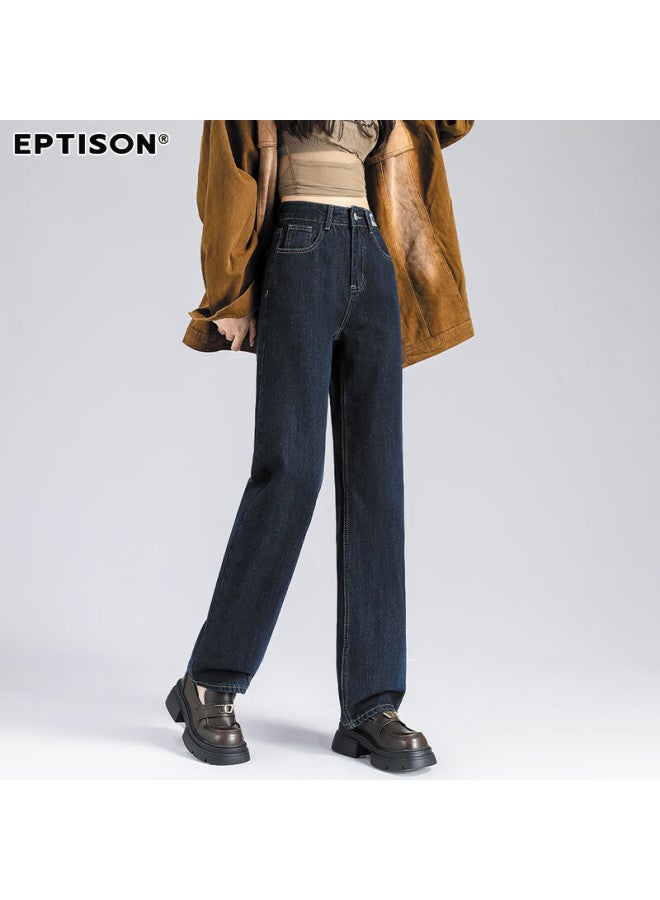 EPTISON Yipin Tiancheng High Waist Retro Straight-leg Jeans Women's Spring/summer Ladies' Versatile Solid Color Wide Leg Pants Simple Long Pants Women - Image 4