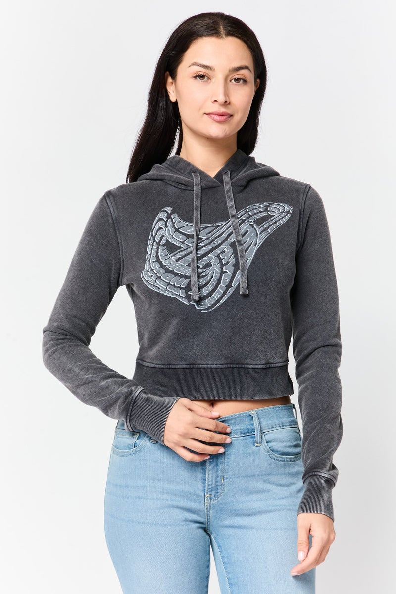 DIESEL Women Graphic Print Long Sleeve Hoodie, Grey - Image 1