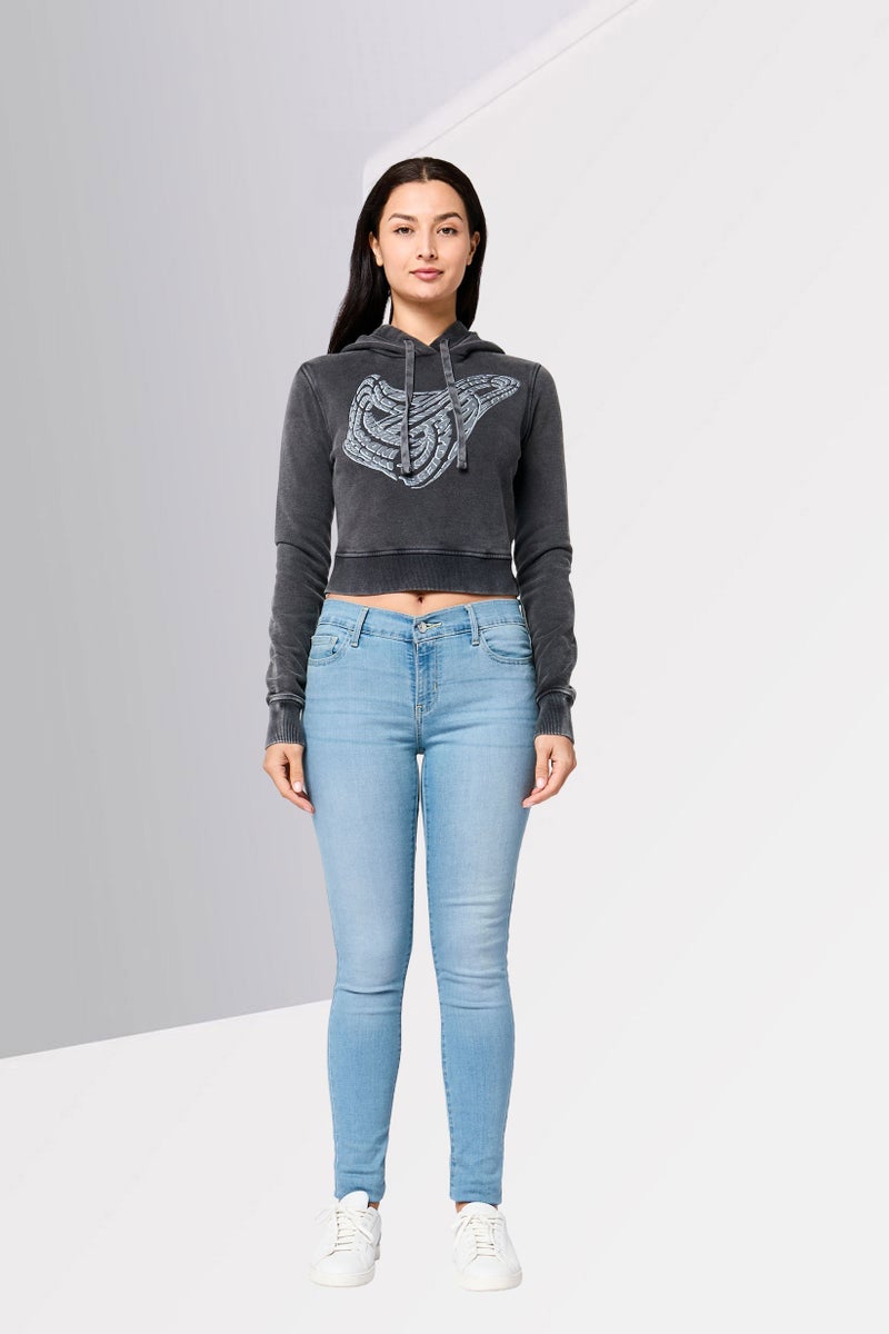 DIESEL Women Graphic Print Long Sleeve Hoodie, Grey - Image 2