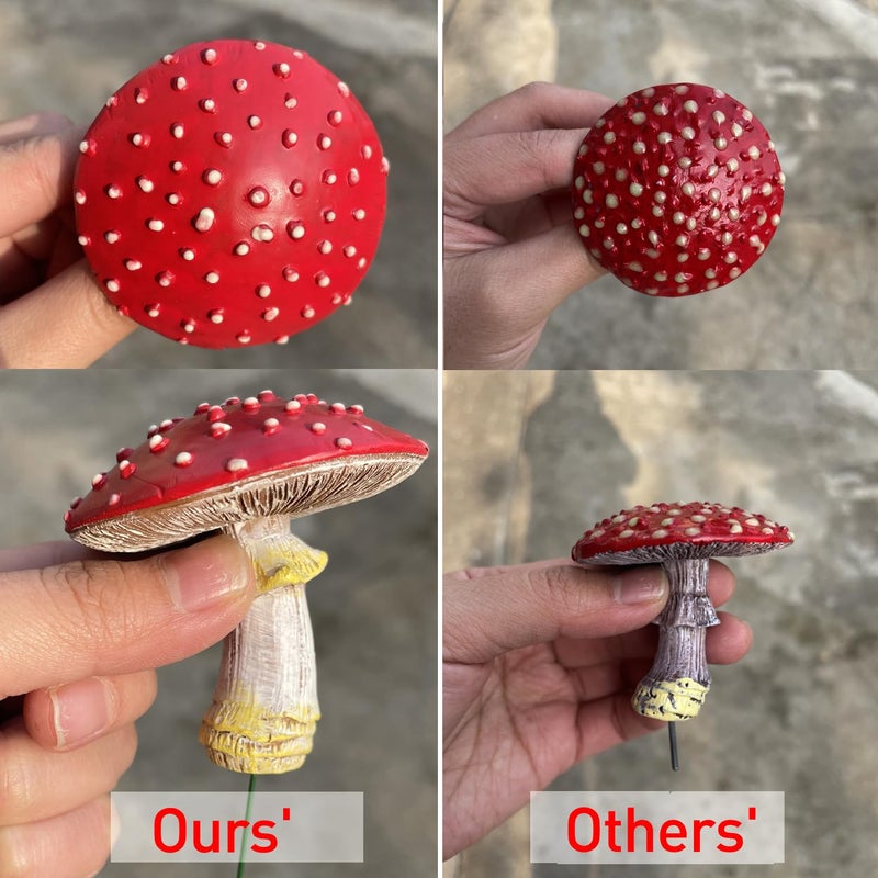 OwMell Glow in The Dark Mushroom, Set of 3 Mushroom Decor Decorations for Garden Yard, Mushroom Tree Decorations Outdoor, Mushroom Statue Figurines, Fairy Garden Decor Accessories - Garden Stakes - Image 5