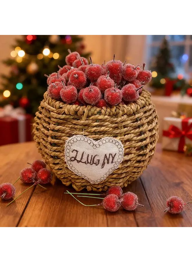 10pcs Mini Artificial Holly Berries Red Christmas Wreath Decorations - Image 1