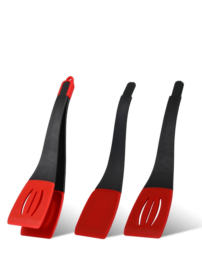 Excefore 3-in-1 Silicone Spatula Tongs - Heat Resistant, Detachable Flexible Flipping Clip ,Multipurpose BBQ Food Clamp Slotted Spatula And For Meat Fish Egg Pasta Steak - Image 1