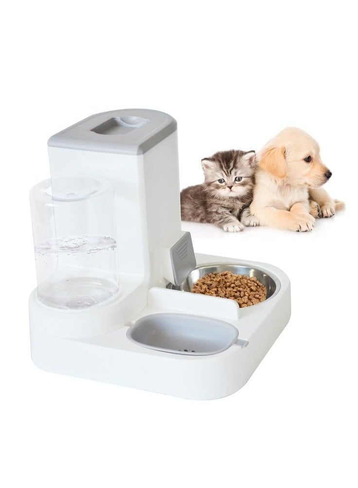 Automatic Cat Food and Water Dispenser Set 2 in 1,All-in-One Gravity Pet Feeder with Stainless Steel Cat Food Bowl Travel Auto Supply Feeder and Water Dispenser for Small Medium Cats Dogs - Image 1