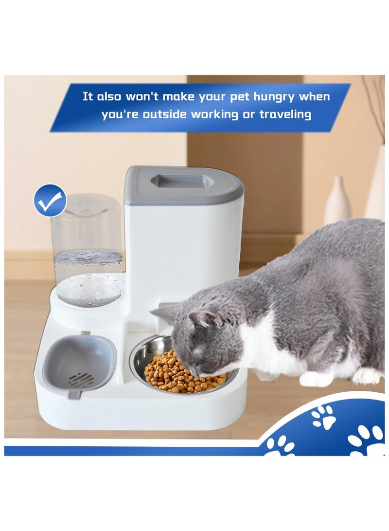 Automatic Cat Food and Water Dispenser Set 2 in 1,All-in-One Gravity Pet Feeder with Stainless Steel Cat Food Bowl Travel Auto Supply Feeder and Water Dispenser for Small Medium Cats Dogs - Image 3
