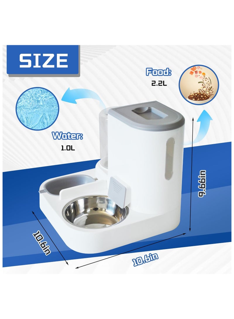 Automatic Cat Food and Water Dispenser Set 2 in 1,All-in-One Gravity Pet Feeder with Stainless Steel Cat Food Bowl Travel Auto Supply Feeder and Water Dispenser for Small Medium Cats Dogs - Image 2