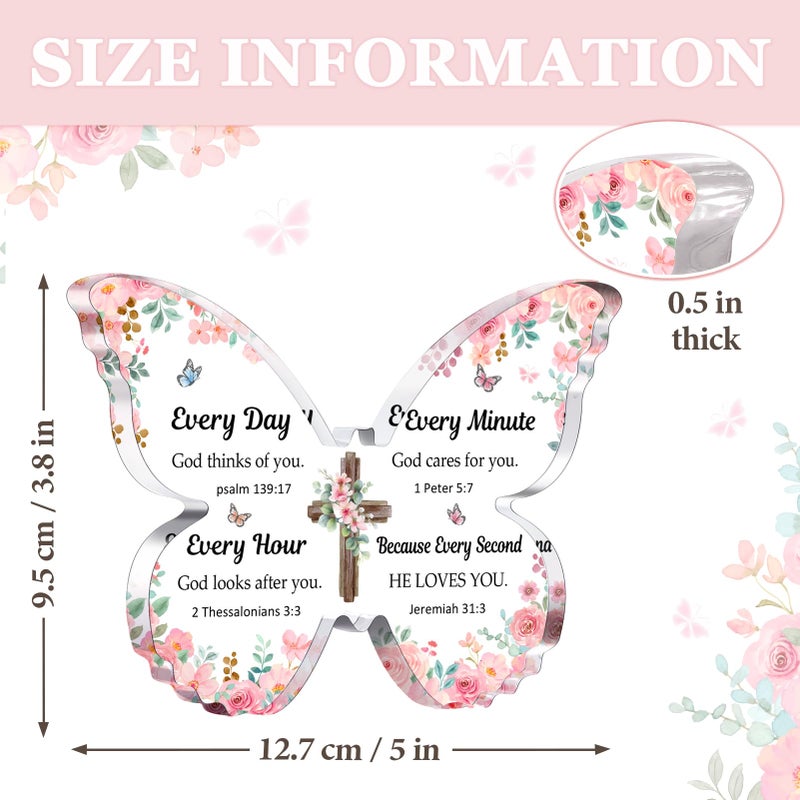 Glydein Christian Gifts for Women Faith, Butterfly Acrylic Plaque Sign, Christian Gift for Women on Mothers Day Birthday, Spiritual Present for Female Friend Family, 5x3.8x0.5 Inch - Pink - Image 5