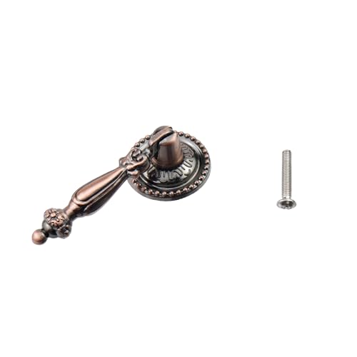 FarBoat 4Pcs Cabinet Tear Drop Pull Knobs Pendant Antique Decorative Handle Zinc Alloy Hardware for Furniture Dresser Closet Drawer with Screws(Red Bronze, 65mm/2.6inch) - Image 4