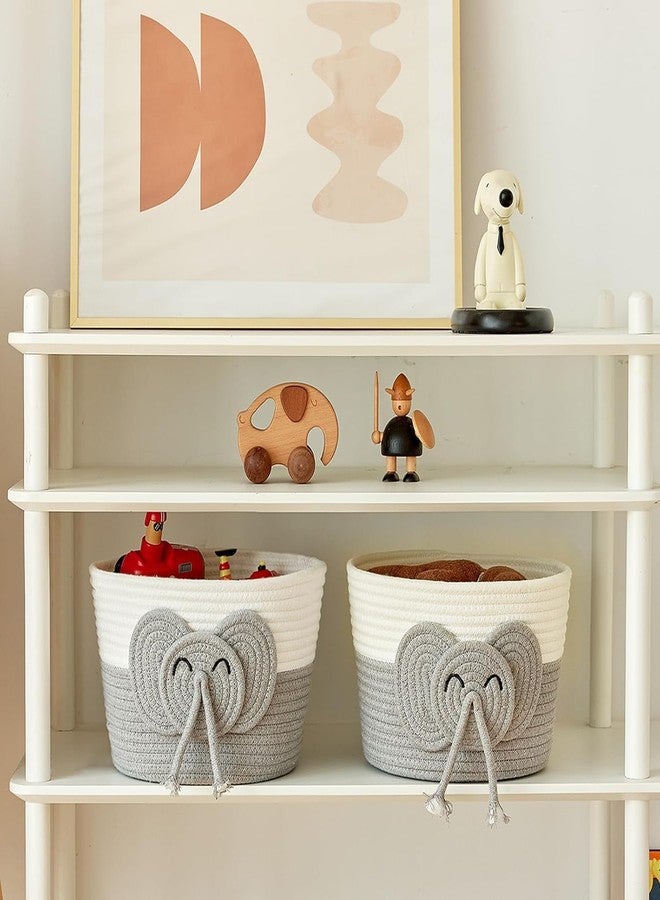 2 GUDD RUGS 2GUDDS® Adorable Small Elephant Cotton Rope Basket - Toy Storage Woven for Baby Essentials, Decorative Woven Basket (11''X''7 INCH) - Image 4