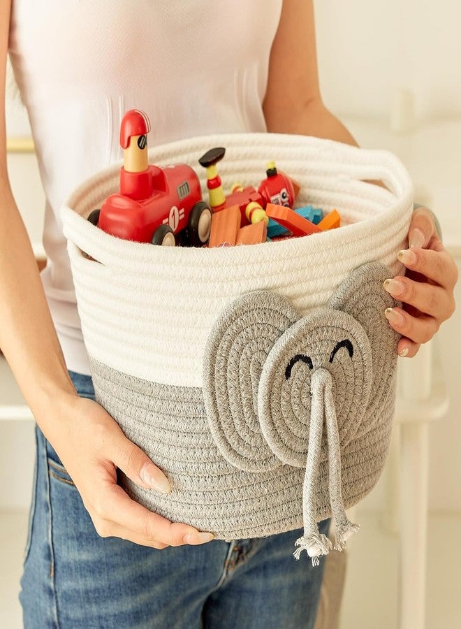2 GUDD RUGS 2GUDDS® Adorable Small Elephant Cotton Rope Basket - Toy Storage Woven for Baby Essentials, Decorative Woven Basket (11''X''7 INCH) - Image 5
