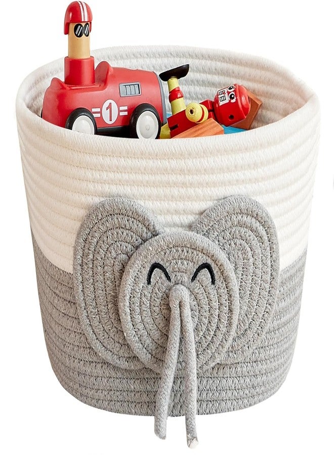 2 GUDD RUGS 2GUDDS® Adorable Small Elephant Cotton Rope Basket - Toy Storage Woven for Baby Essentials, Decorative Woven Basket (11''X''7 INCH) - Image 1