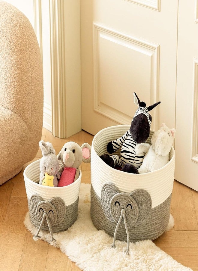 2 GUDD RUGS 2GUDDS® Adorable Small Elephant Cotton Rope Basket - Toy Storage Woven for Baby Essentials, Decorative Woven Basket (11''X''7 INCH) - Image 3