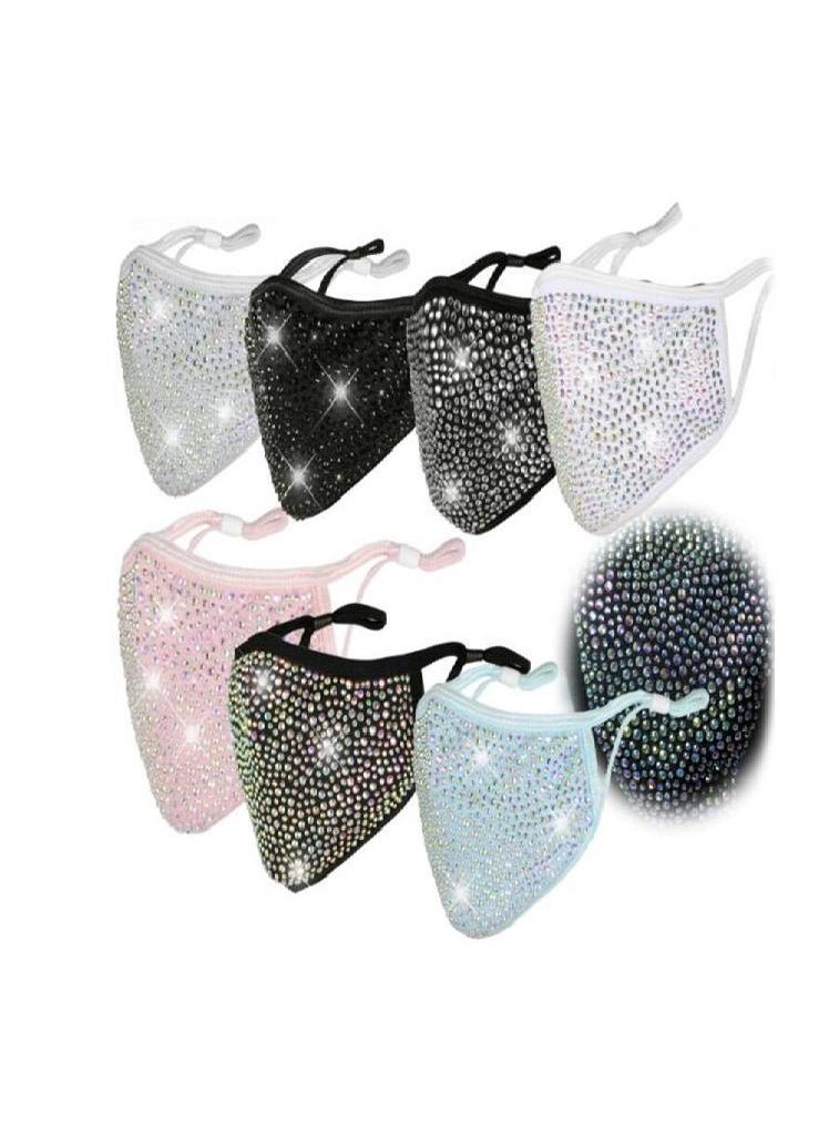 Eckek - Fancy Fashion Face Mask Reusable  Sequin Bling Glitter Rhinestones With Filter - Image 1