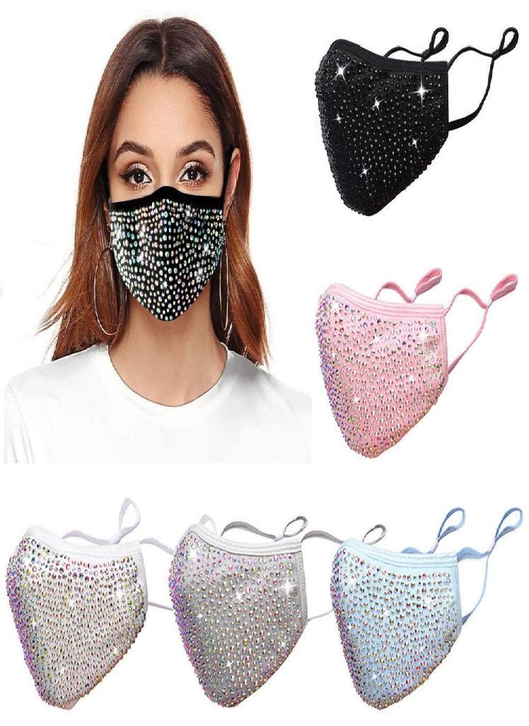 Eckek - Fancy Fashion Face Mask Reusable  Sequin Bling Glitter Rhinestones With Filter - Image 1