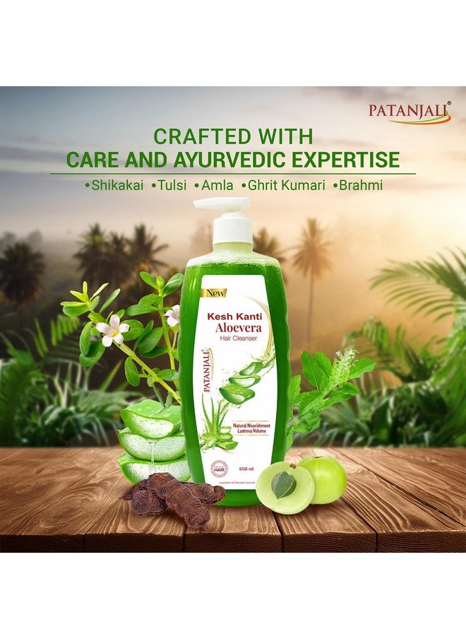 PATANJALI - Kesh Kanti Aloevera Hair Cleanser 650 Ml, Natural Nourishing Shampoo For Thick & Strong Hair, Scalp Cleansers For Men And Women, All Hair Types - Image 1