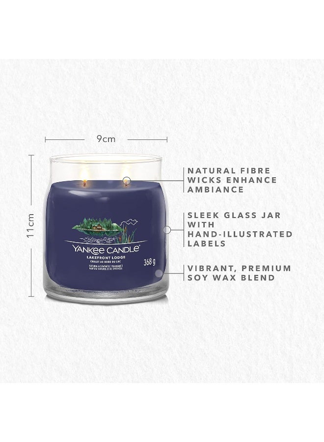 YANKEE CANDLE شمعة يانكي كاندل المعطرة | شمعة جرة متوسطة من لودج بحيرة مع فتيلين مزدوجين | شمعة مصنوعة من مزيج شمع الصويا تحترق لفترة طويلة | هدايا مثالية للنساء - Image 4