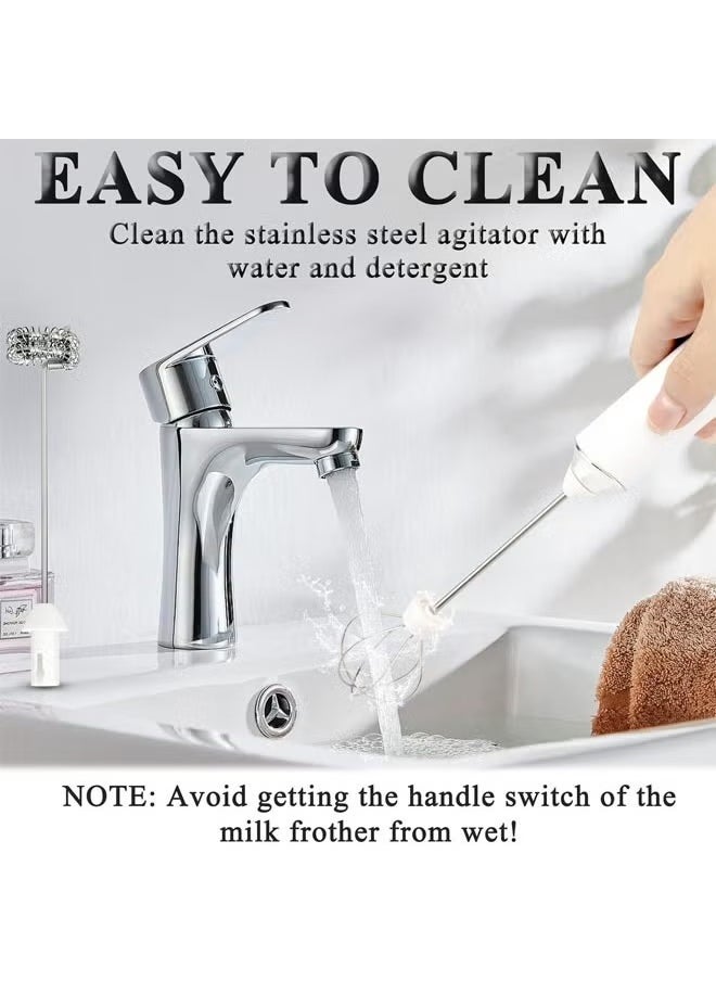 Arabest Electric Double Whisk Milk Frother, Handheld USB Rechargeable Drink Mixer, 3 Speeds Adjustable Electric Whisk Foam Maker Detachable for Coffee, Lattes, Matcha, Hot Chocolate, White  - Image 4