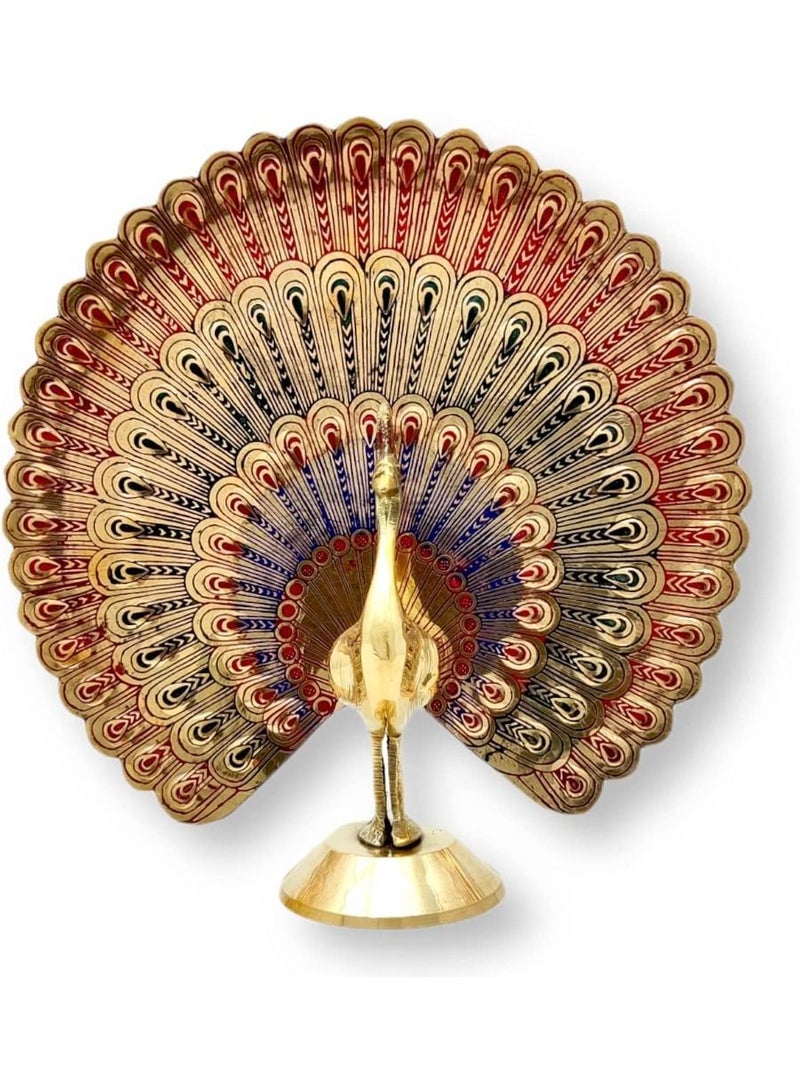 QUESERA Brass Peacock Statue Figurine Shelf Decor Accents Gold Decor accents Small Statues Decor for Shelves Indian Gift Item - Image 1