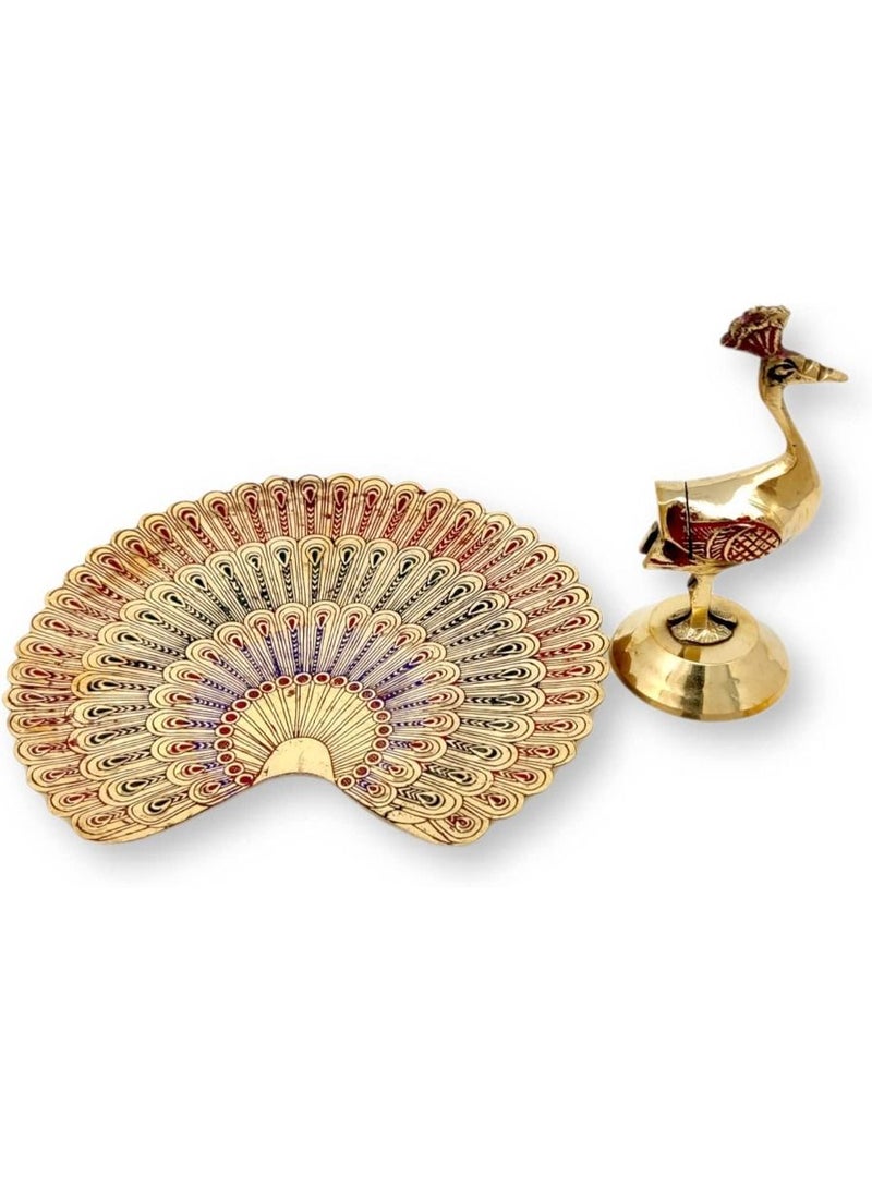 QUESERA Brass Peacock Statue Figurine Shelf Decor Accents Gold Decor accents Small Statues Decor for Shelves Indian Gift Item - Image 2