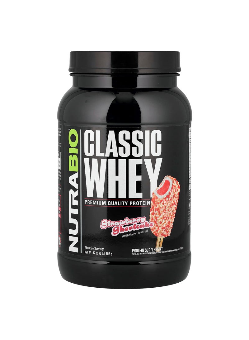 NutraBio Classic Whey Protein, Strawberry Shortcake, 2 lb (907 g)