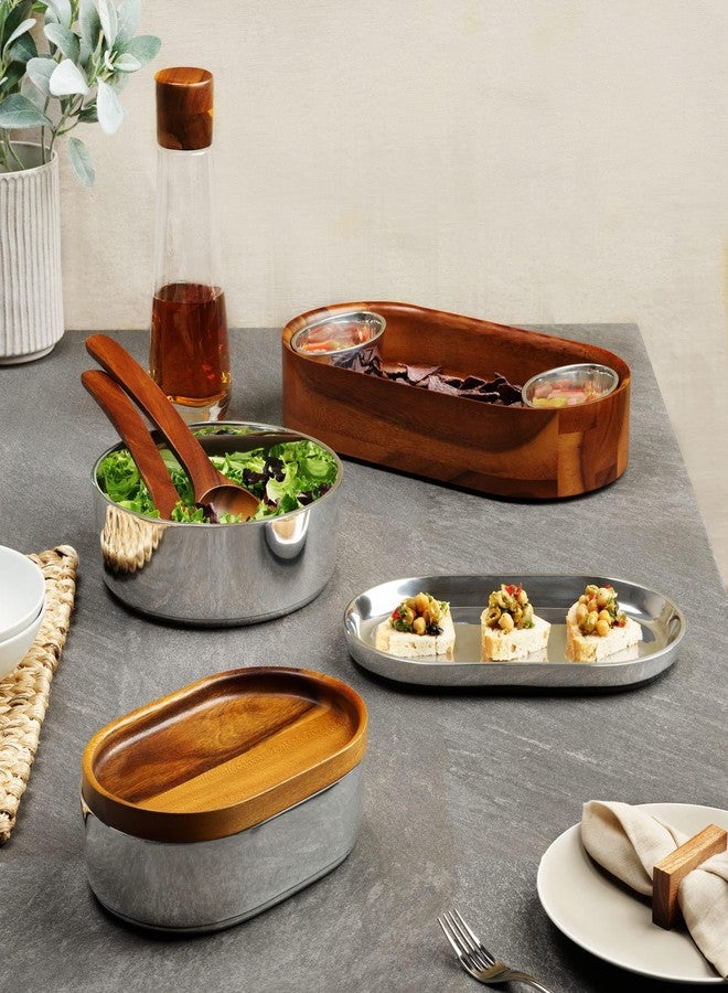 Nambe Nambé Oblong Nest Large Tray – Modern Metal Serving Platter with Raised Sides for Entertaining & Dining – 13” x 7” Sculptural Alloy Serveware for Oven or Freezer Use, Mid-Century Design - Image 2