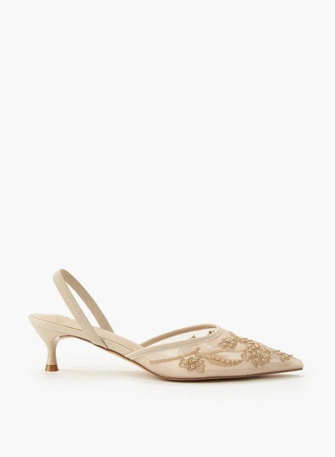 Women Embellished Kitten Heel Pointed Toe Shoes