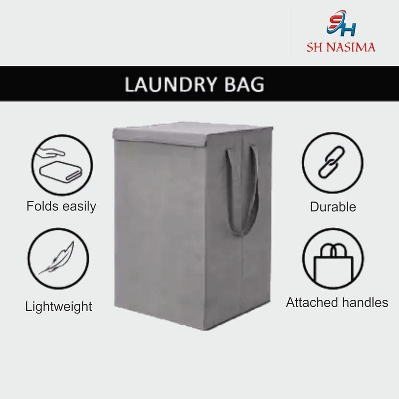 SH.NASIMA MANUFACTURER Sh NasimaNon Woven Foldable 70 Ltrs Laundry BagStorage BasketBin with Lid and Handle for Washing Clothes Baby Toys Box Dirty Dress Pack of 1  - Image 5