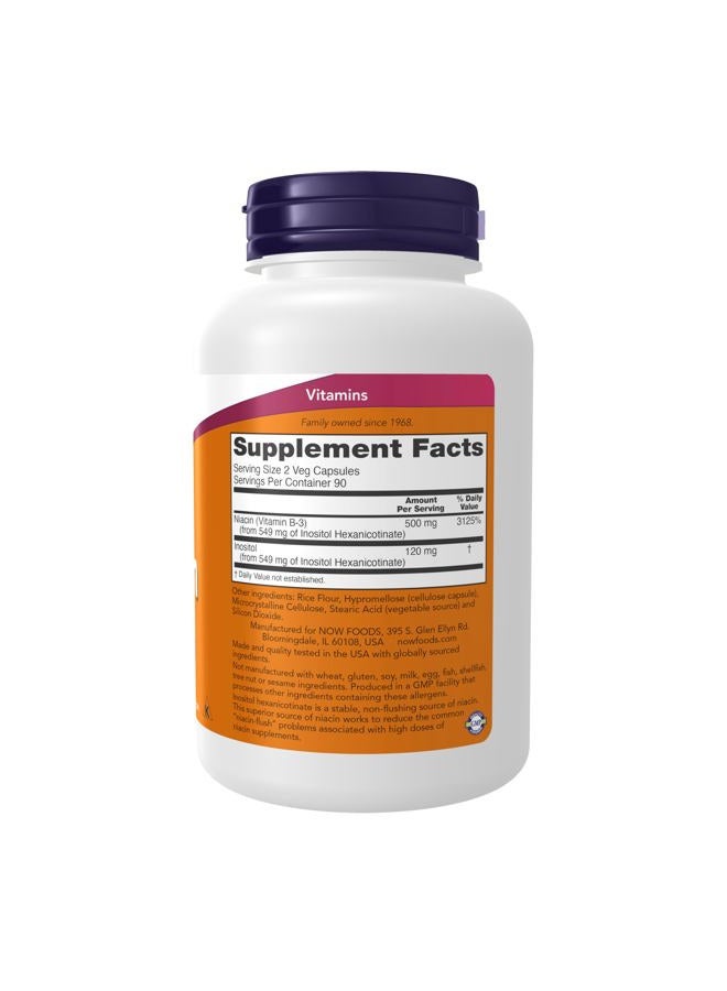 now Supplements, Niacin (Vitamin B-3) 250 mg, Flush-Free, Nutritional Health, 180 Veg Capsules - Image 2