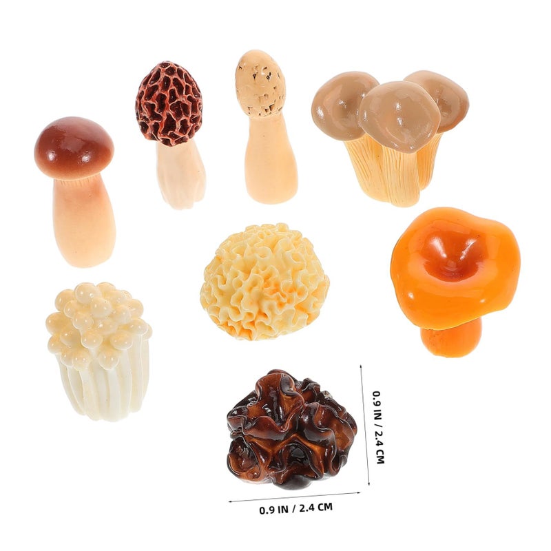 8 Pcs Miniature Artificial Mushroom Decor Resin Figurines For Crafts Home Decor - Image 3