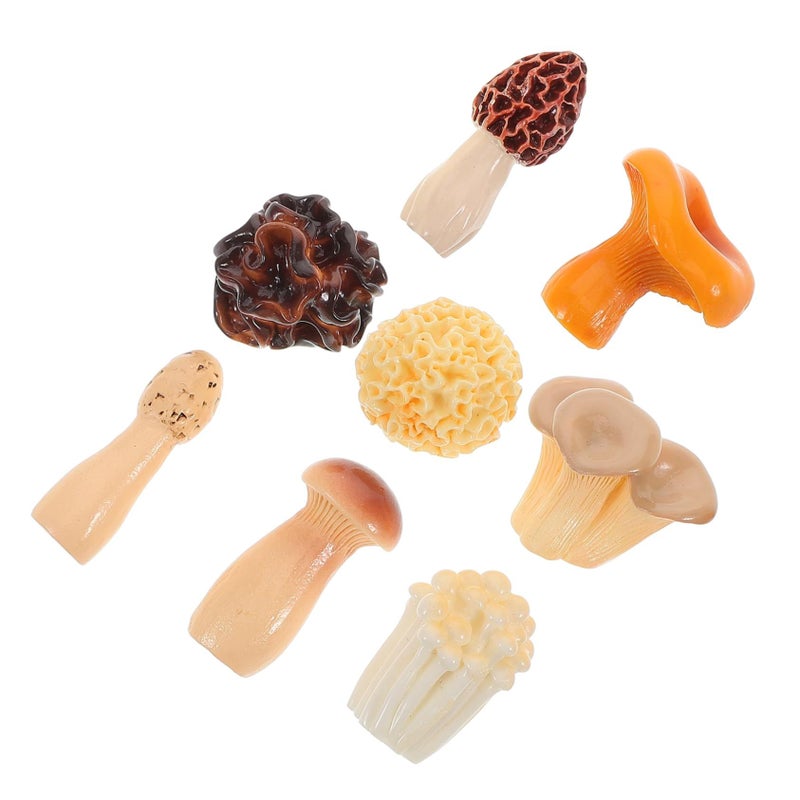 8 Pcs Miniature Artificial Mushroom Decor Resin Figurines For Crafts Home Decor - Image 2