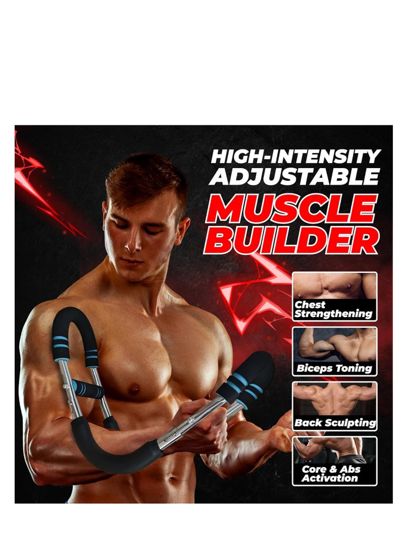 TOP ONE Adjustable Twister Arm Trainer Chest Workout Equipment - 66-110lbs Adjustable Resistance Upper Body Muscle Strength Builder Clip Exerciser for Men - Home Gym Wrist Exercise Pectoral Strengthener Bar Device - Image 2