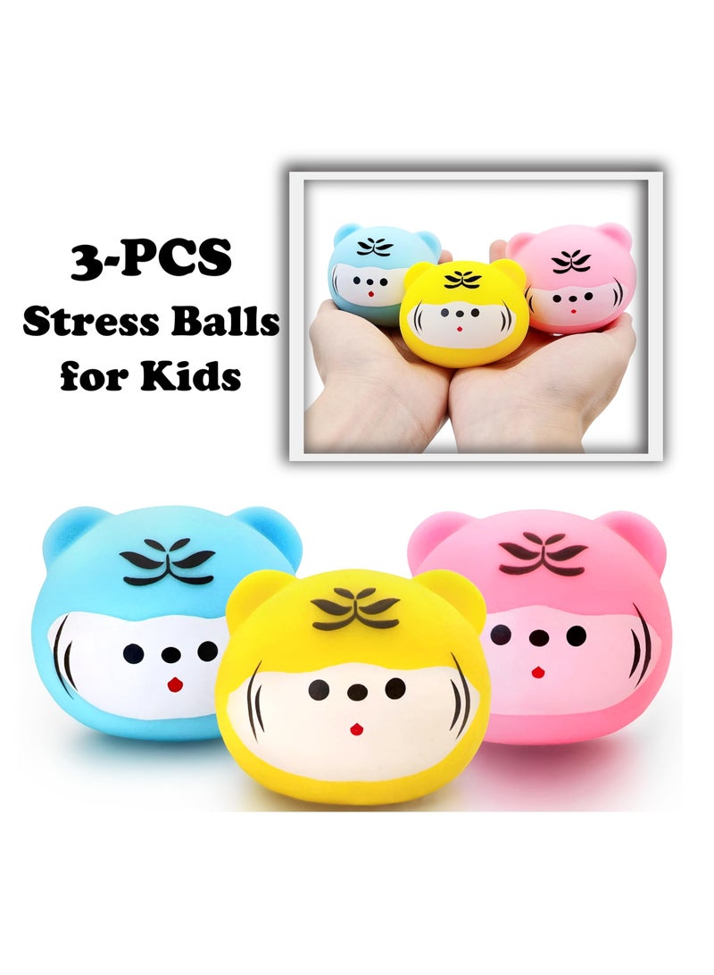 Excefore Stress Ball Toys Color, Tiger Squishy Dough Ball Stress Balls, Stress Balls for Kids and Adults, for Kids and Adults (3Pack) Squishy Fidget Toys Stress Ball Sensory Stress Toys - Image 3