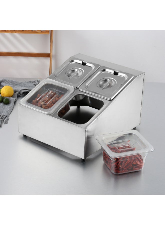 Stainless Steel Portion Pot Rack Jam Sauce Box Special Tools For Milk Tea Shop Score Box Small Material Box Split Shelf-Color:Double-row 8-cell Base  - Image 3