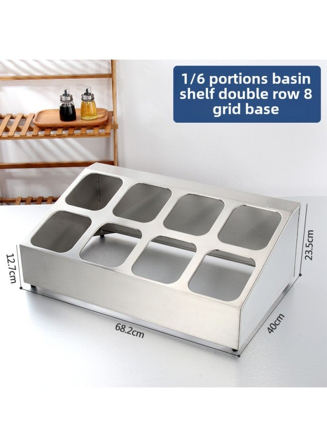 Stainless Steel Portion Pot Rack Jam Sauce Box Special Tools For Milk Tea Shop Score Box Small Material Box Split Shelf-Color:Double-row 8-cell Base  - Image 1