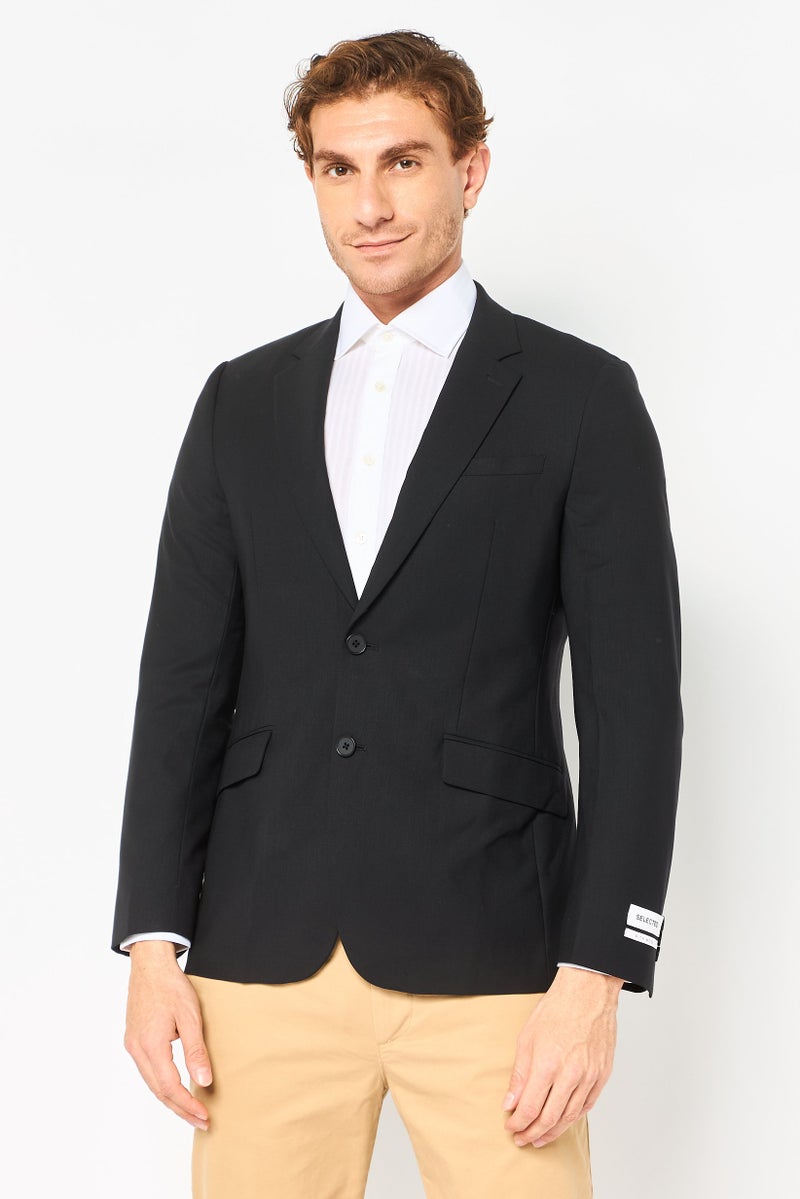 SELECTED Men Regular Fit Solid Casual Blazer, Black - Image 1