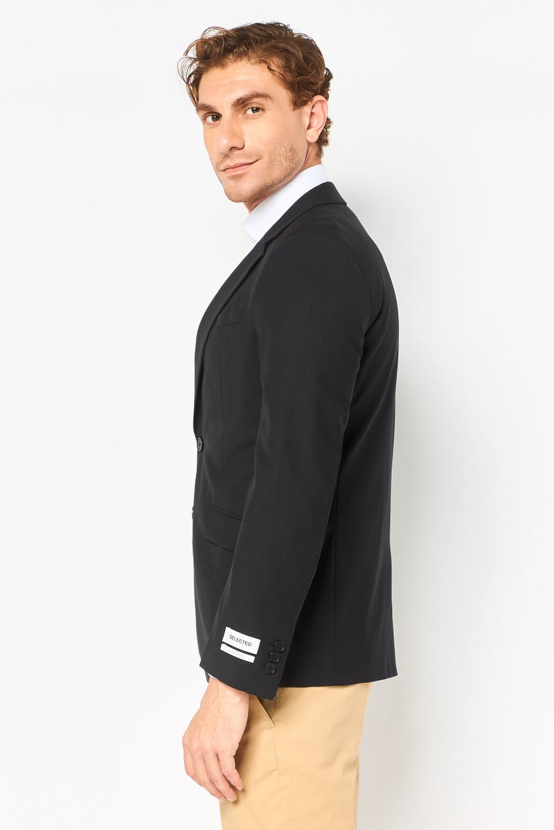 SELECTED Men Regular Fit Solid Casual Blazer, Black - Image 3