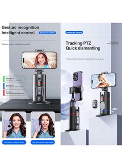 Generic Auto Tracking Phone Holder,360° Rotation Phone Camera Mount Smart Shooting Tracking Holder with Remote Selfie Stick for iPhone Android Stabilizer Shooting Live,No App,Rechargeable  - Image 3