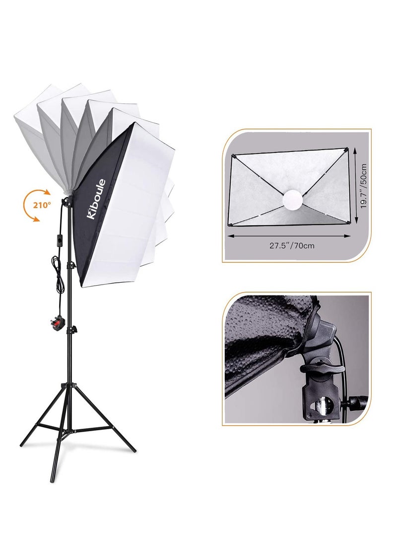 كيبول طقم إضاءة سوفت بوكس، إضاءة استوديو تصوير مع عاكس 19.7 × 27.5 بوصة ومصباح 3 ألوان بدرجة حرارة 85 وات مع جهاز تحكم عن بعد، معدات استوديو تصوير احترافية لتسجيل الفيديو والبث المباشر - Image 4