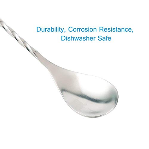 NJ Teardrop Twisted Design Bar Spoon, Cocktail Mixing Spoon, Long Handle Stirring Spoon, Stainless Steel Spiral Pattern Spoon, Gift Bar Cocktail Shaker Spoon 12 Inches - 01 Pc. - Image 2
