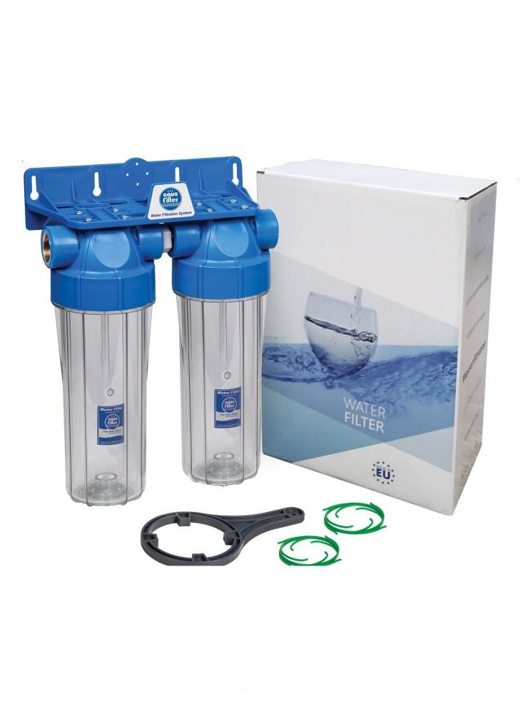 جهاز تنقية منزلي شفاف مرحلتين 10 بوصة FHPRCL34-B-TWIN-MI