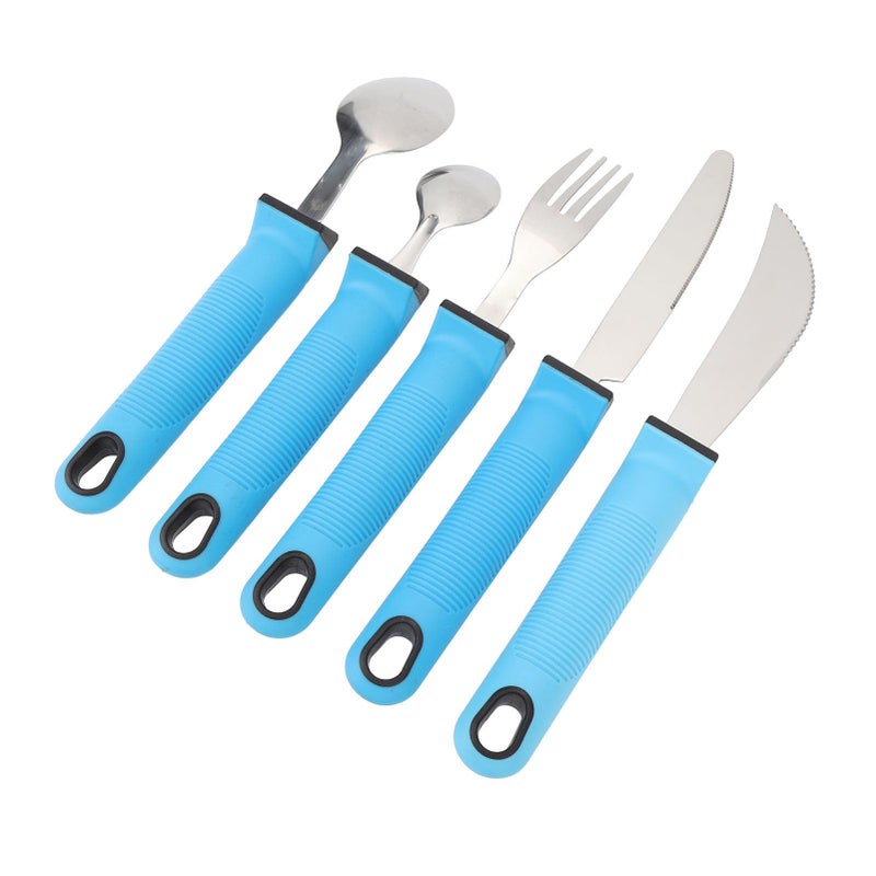 Adaptive Cutlery Set Anti Shake Non Slip Stainless Steel Utensils For Elderly Blue - Image 5