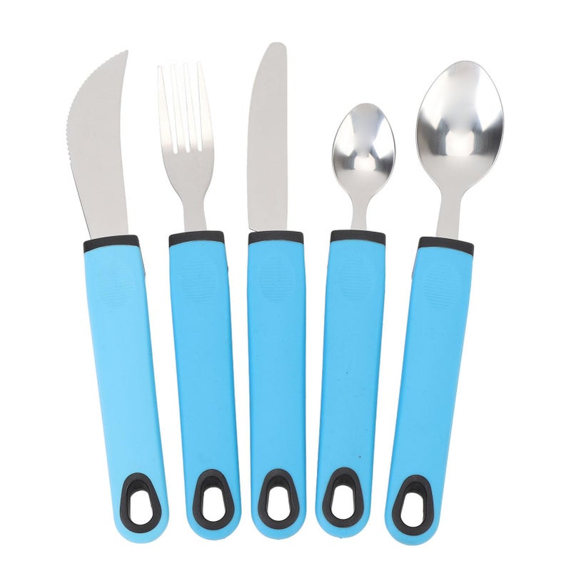 Adaptive Cutlery Set Anti Shake Non Slip Stainless Steel Utensils For Elderly Blue - Image 2