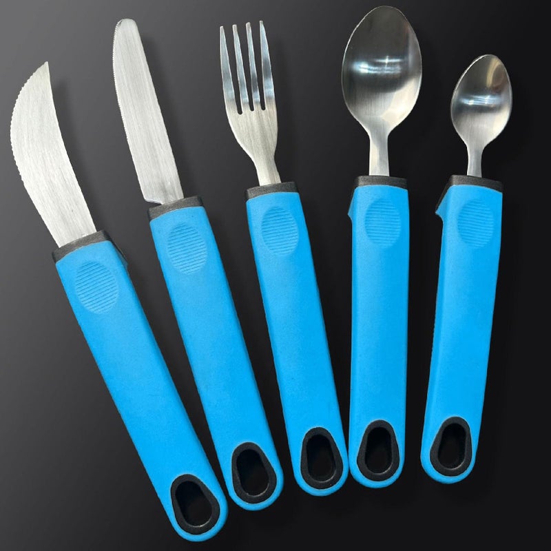 Adaptive Cutlery Set Anti Shake Non Slip Stainless Steel Utensils For Elderly Blue - Image 3