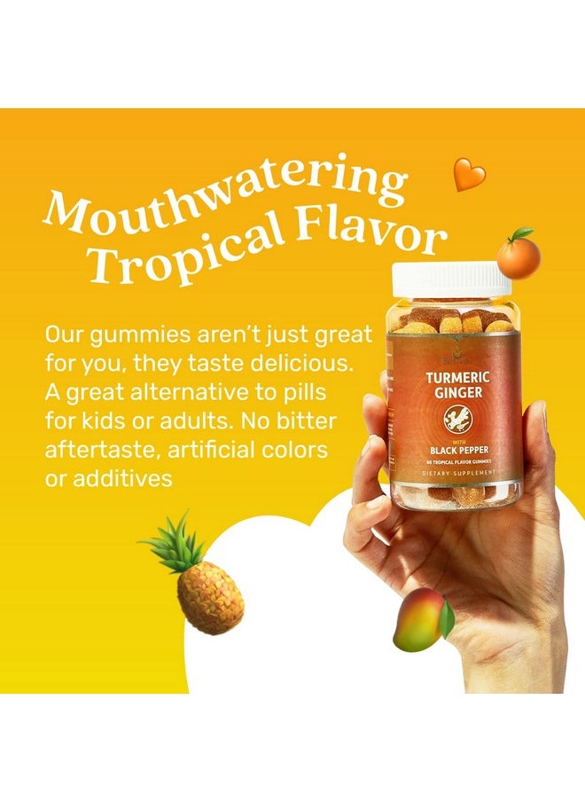 BeLive Turmeric Curcumin With Black Pepper & Ginger 60 Gummies I Turmeric And Ginger Supplement For Immune Support Healthy Skin And Joint Health Tropical Flavor  - Image 5