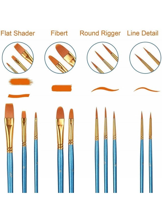 AROIC Acrylic Paint Brush Set 1 Packs / 10 Pcs Watercolor Brushes Painting Brush Nylon Hair Brushes For All Purpose Oil Watercolor Painting Artist Professional Kits - Image 2
