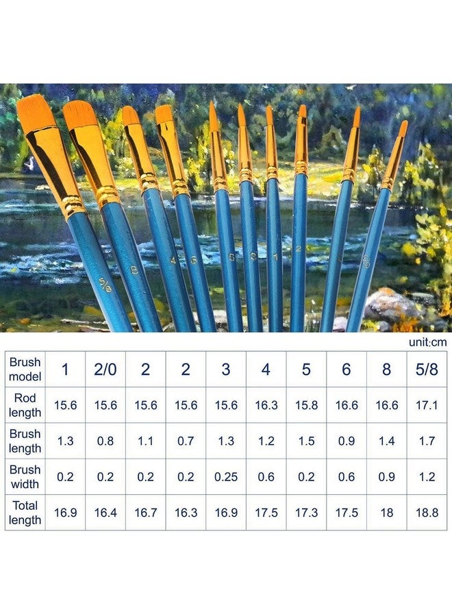 AROIC Acrylic Paint Brush Set 1 Packs / 10 Pcs Watercolor Brushes Painting Brush Nylon Hair Brushes For All Purpose Oil Watercolor Painting Artist Professional Kits - Image 4