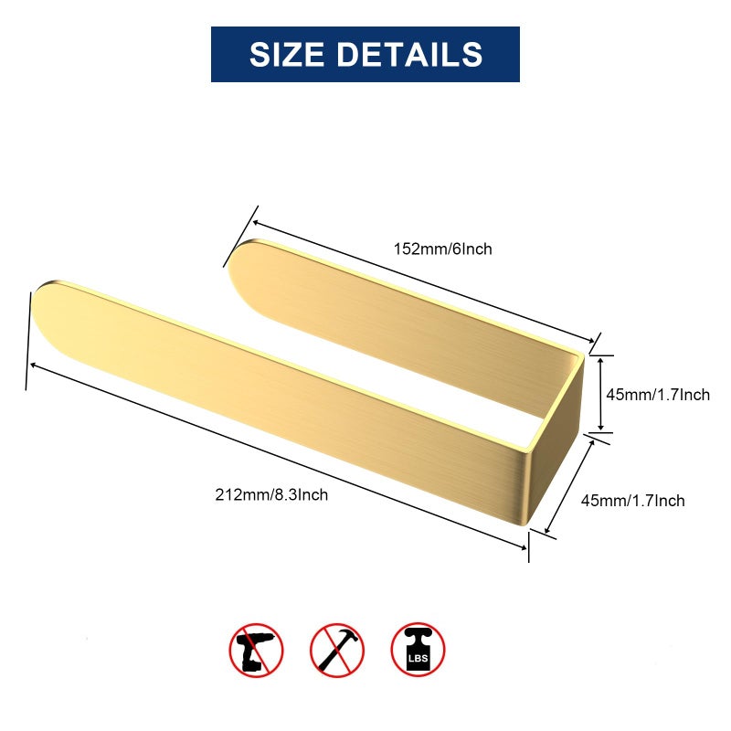 HUFEEOH Adhesive Hand Towel Holder, Kitchen Towel Hanger Towel Bars Wall Mounted, Stainless Steel Bath Towel Holder for Bathroom Hotel Kitchen (8 inch, Gold) - Image 4